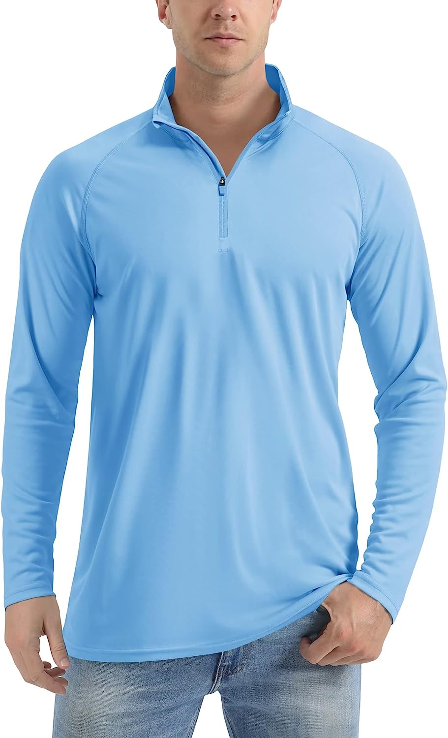 TACVASEN UPF50+ 1/4 Zip Collar Pollovers Anti-UV Tops Mens Long Sleeve Sun/UV Protection T-Shirt
