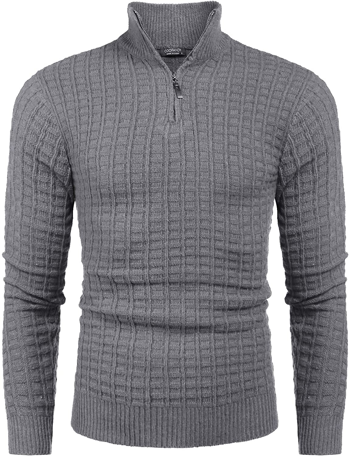 COOFANDY Men's Quarter Zip Sweaters Slim Fit Lightweight Cotton Knitted ...
