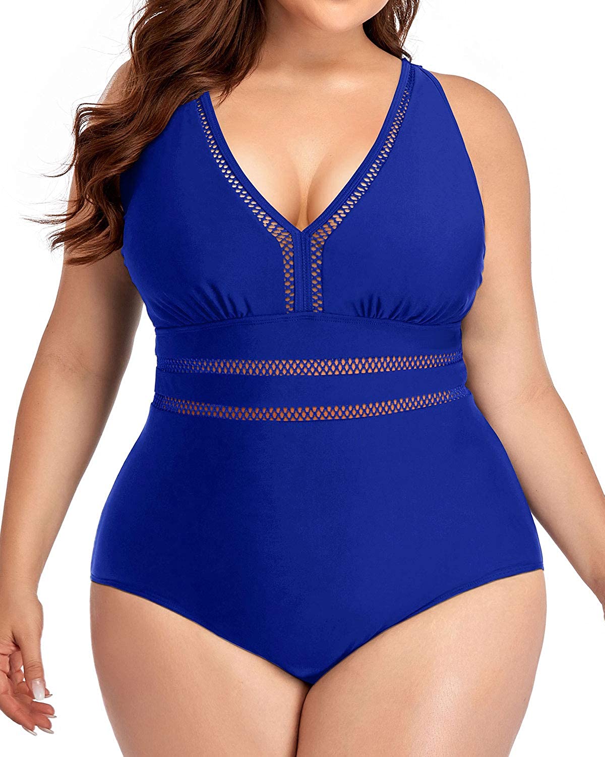 Daci Women Plus Size One Piece Swimsuits Sexy V Neck Backless
