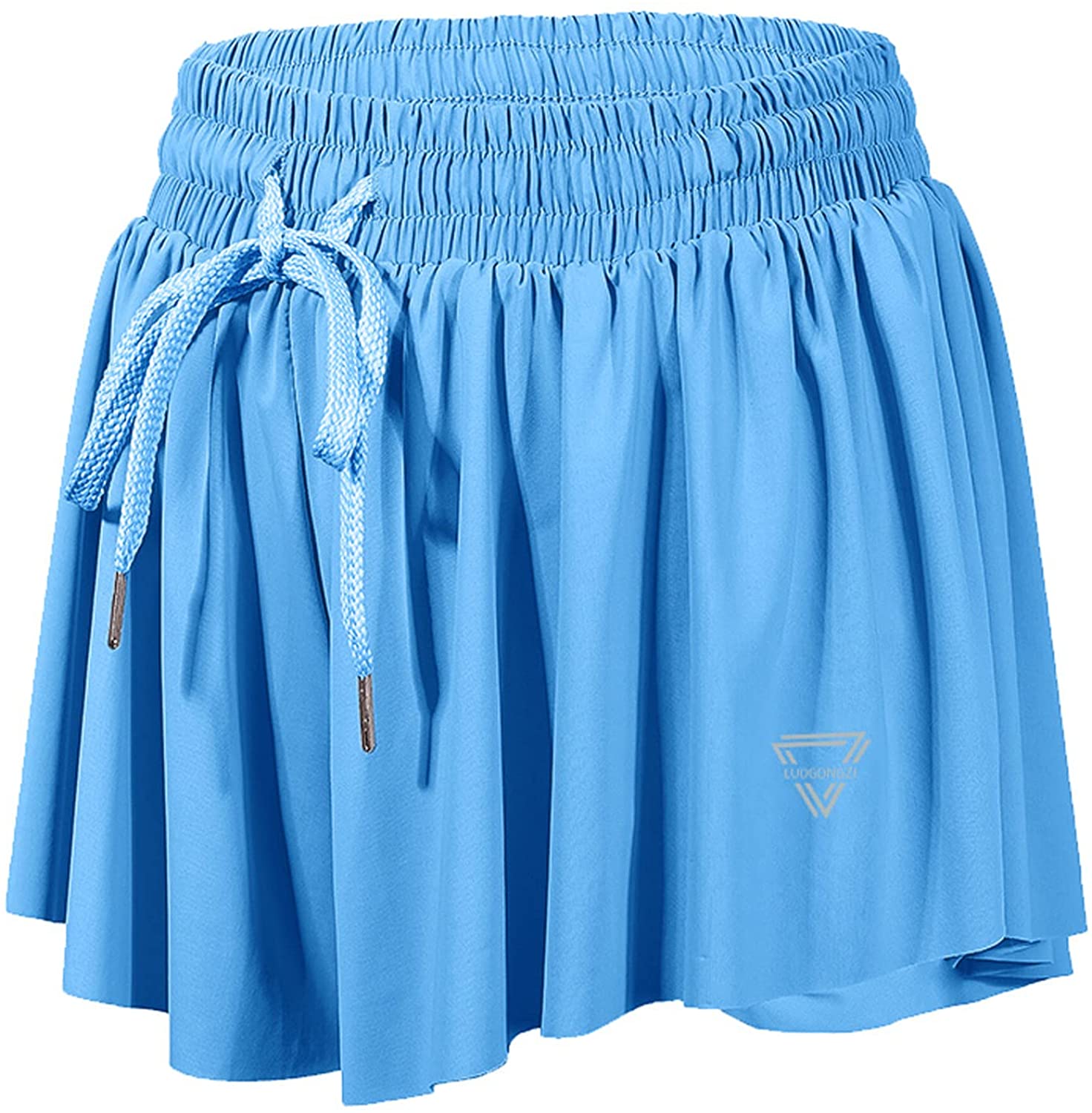 Light Blue Pinstripe Elastic Waist Floaty Shorts