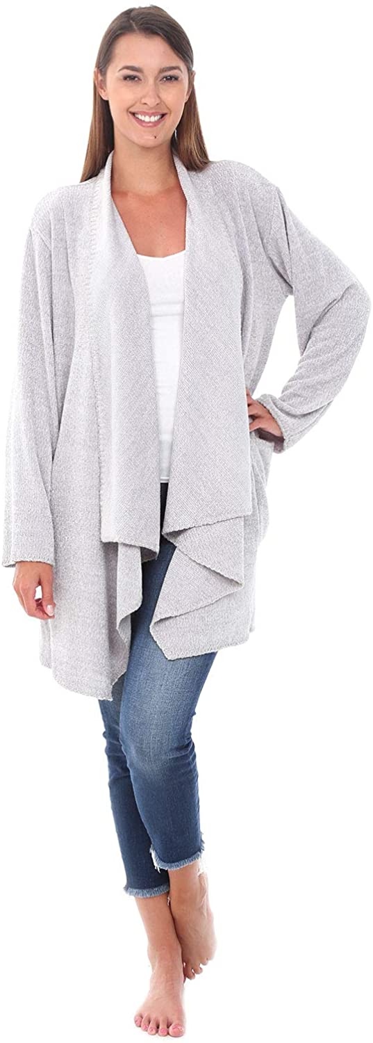 Alexander Del Rossa Knit Fleece Open Front Cardigan Sweater Robe Draped Aztec Geometric Design