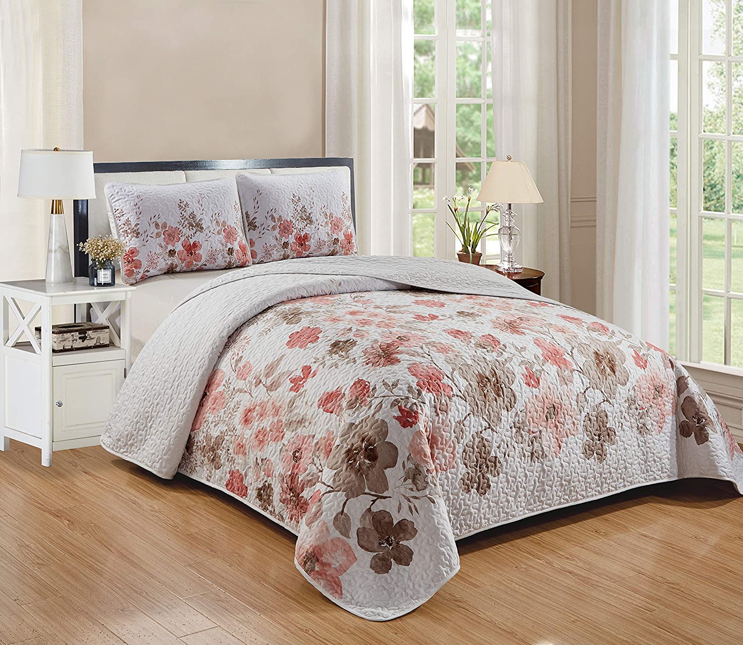 Details about   Luxury Home Collection 2 Piece Twin/Twin XL Quilted Reversible Coverlet Bedsprea 