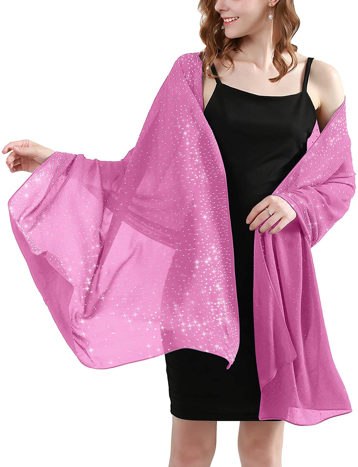 Banetteta Soft Chiffion Sparkly Rhinestone Shawls and Wraps for Evening Dresses 