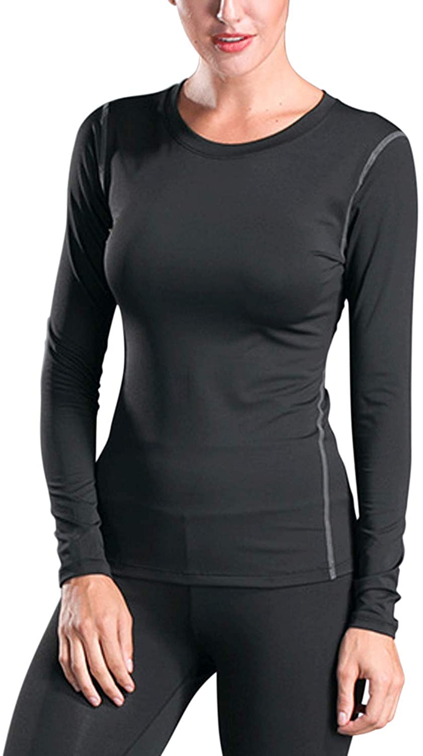 WANAYOU Women's Compression Shirt Dry Fit Long Sleeve Running Athletic ...
