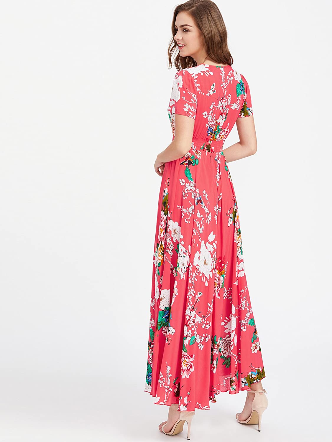 Milumia Womens Button Up Split Floral Print Flowy Party Maxi Dress Red Ebay 