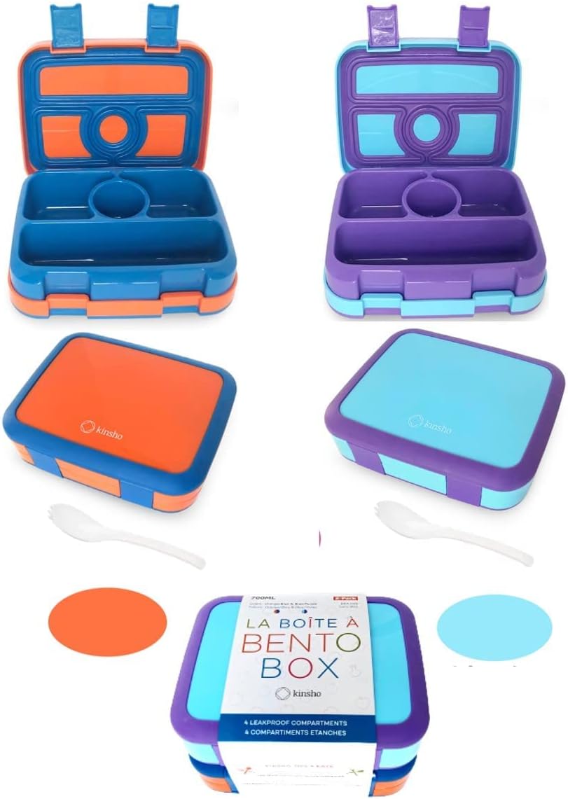 kinsho Bento Lunch Box with Water Bottle, Insulated Bag & Ice Pack Set for  Kids