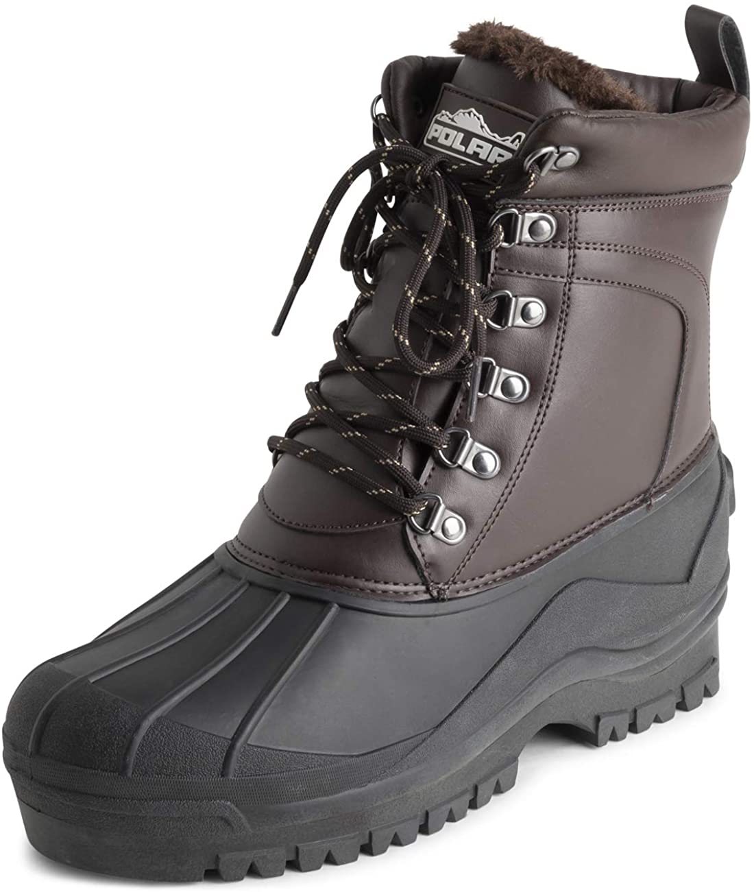 Men's Winter Boots Muck Lace Up Short Nylon Snow Rain Casual Size 12 M US Brown