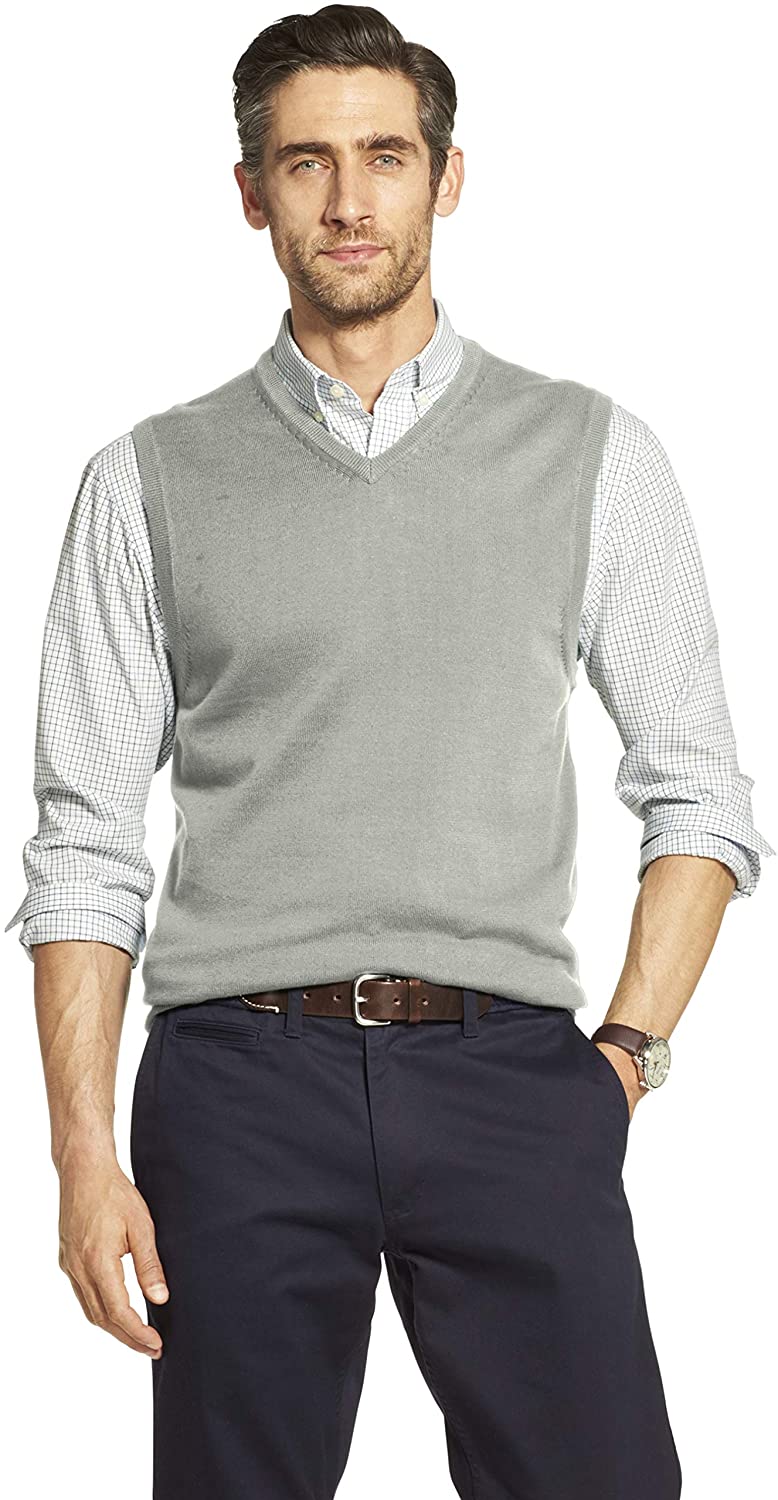 IZOD Mens Big and Tall Premium Essentials Solid V-Neck 12 Gauge Sweater Vest Discontinued 