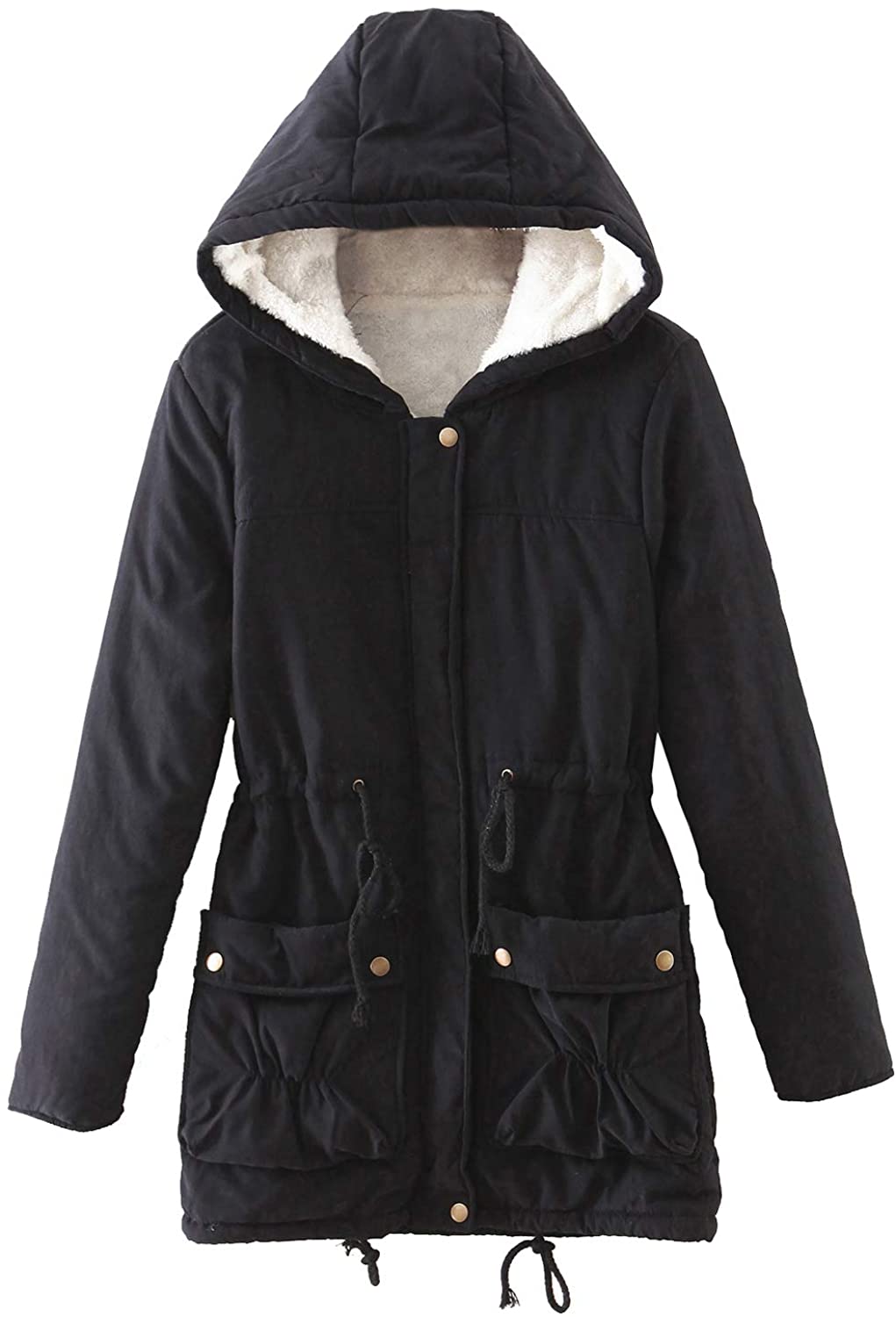 ACE SHOCK Faux Fur Coat Women Hooded Long Winter Jacket Casual Warm Outwear 2 Colors Size XS-XL