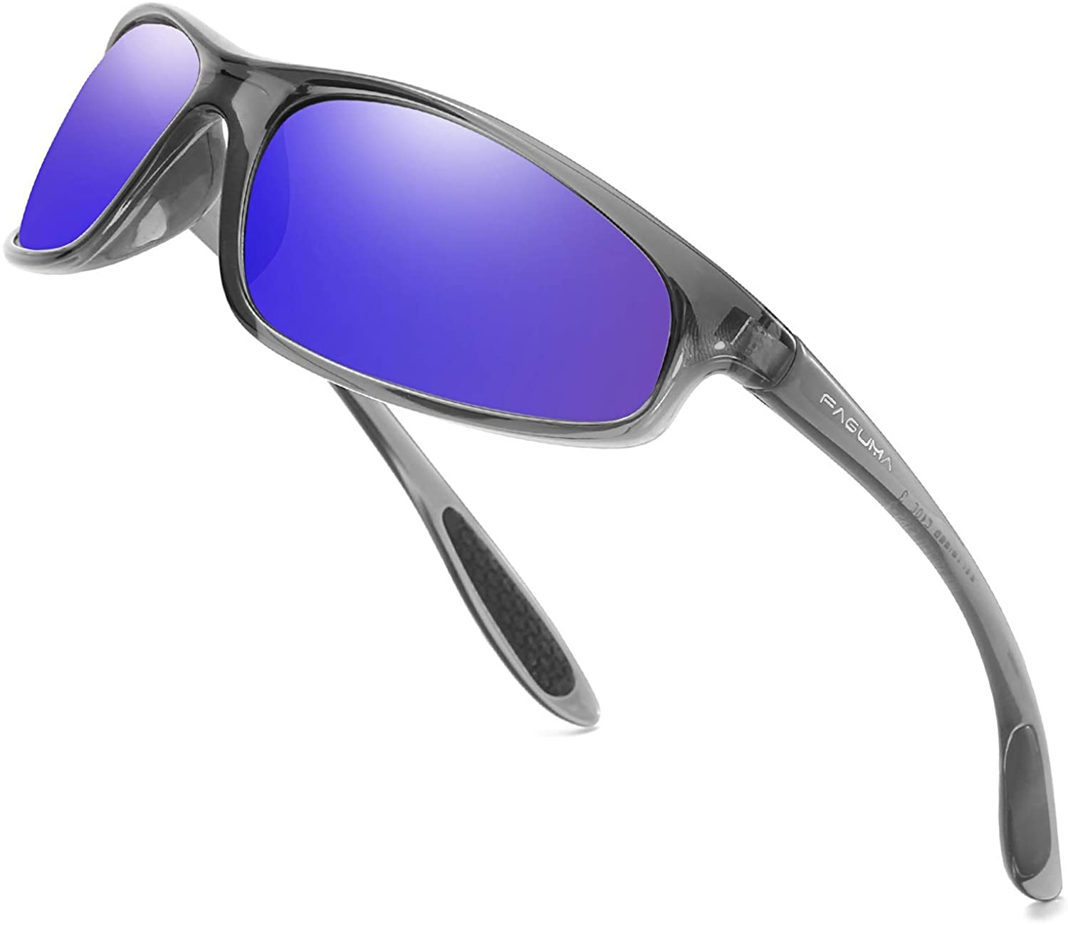 FAGUMA Polarized Sports Sunglasses for Men Cycling Driving Fishing 100% UV Protection, Black