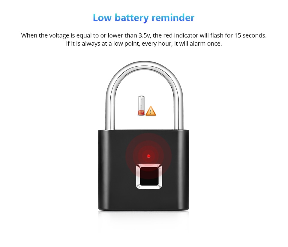 KERUI Waterproof USB Charging Fingerprint Lock Smart Padlock door lock 0.1sec Unlock Portable Anti-theft Fingerprint Lock Zinc-3