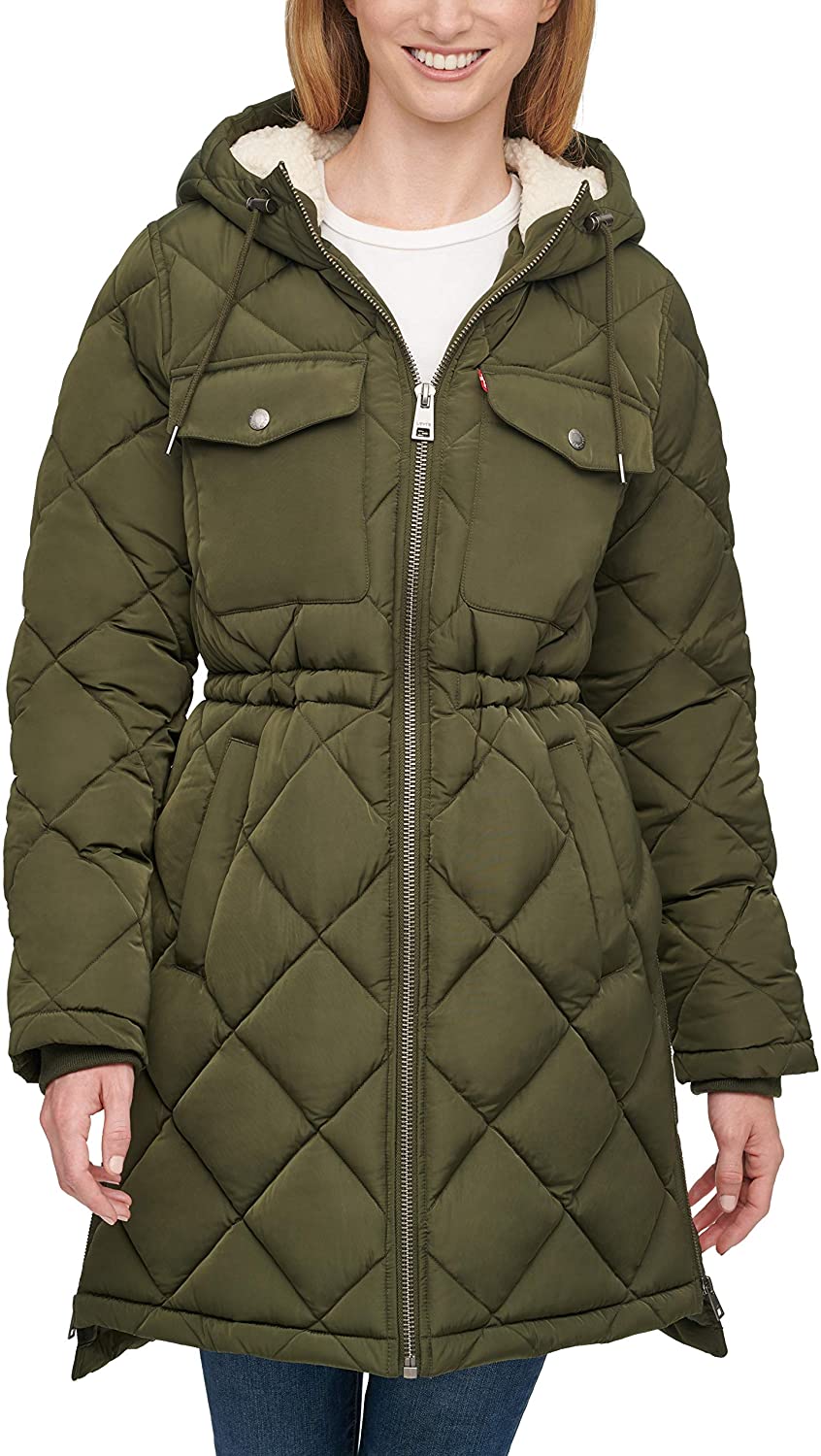 Levi's Women's Full Length Sherpa Quilted Parka Jacket 