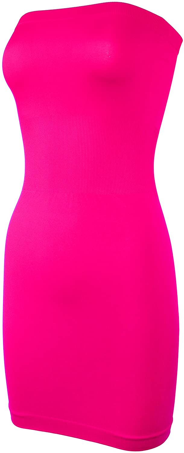 Neon Pink KMystic Seamless Strapless Tube Slip Dress One Size