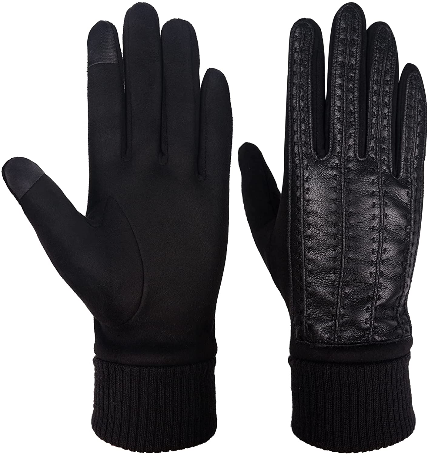  GSG Men Driving Leather Gloves Warm Touchscreen for