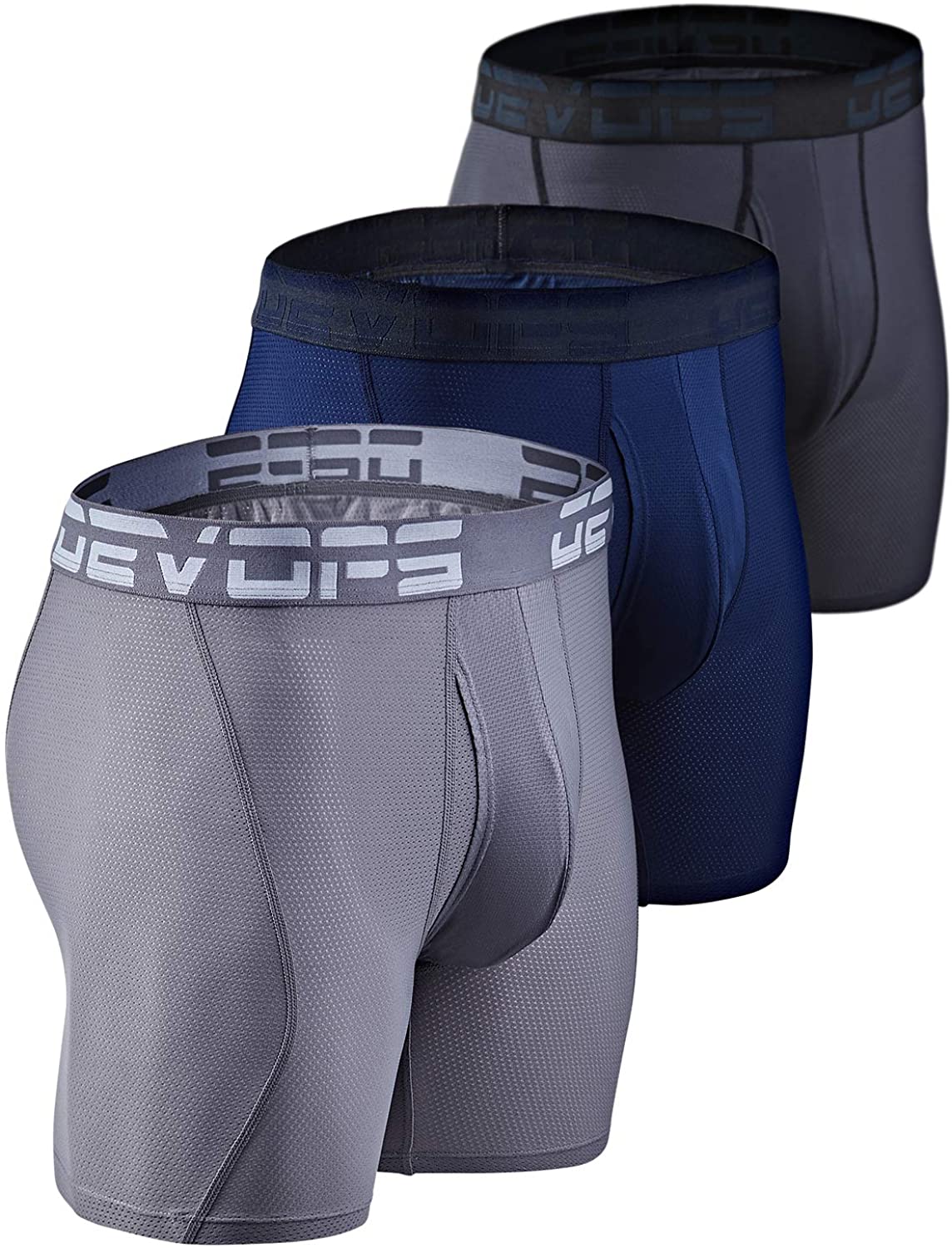 DEVOPS 3 Pack Mens Perfomance Cool Dry Mesh Underwear Boxer Trunk 6