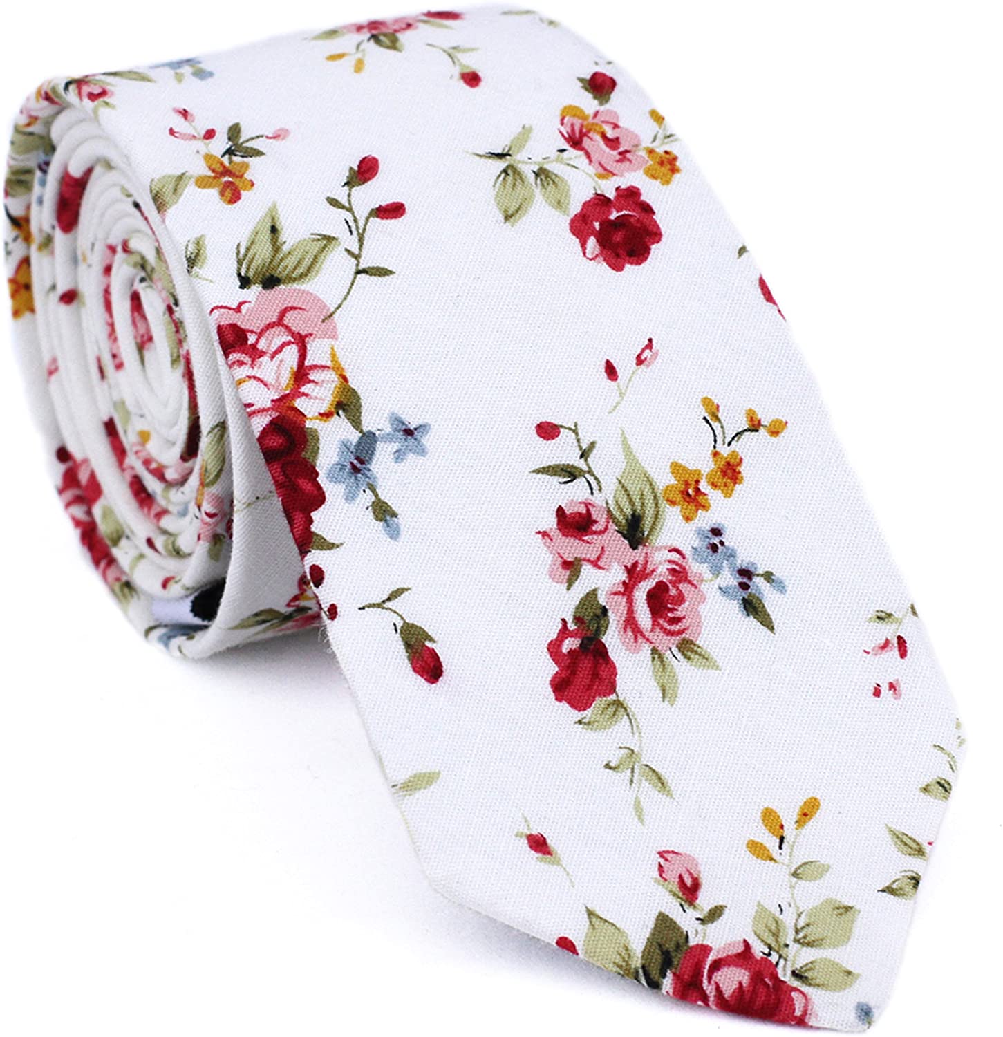 DAZI Men's Skinny Tie Floral Print Cotton Necktie, Great for Weddings,  Groom, Gr | eBay