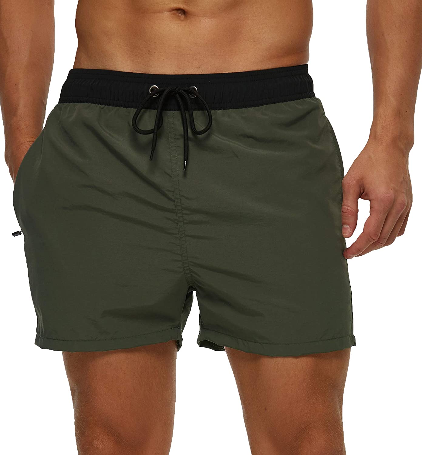 Men Quick Dry Elastic Waist Beach Swim Pants Surf Zipper Pocket Board Shorts AU 