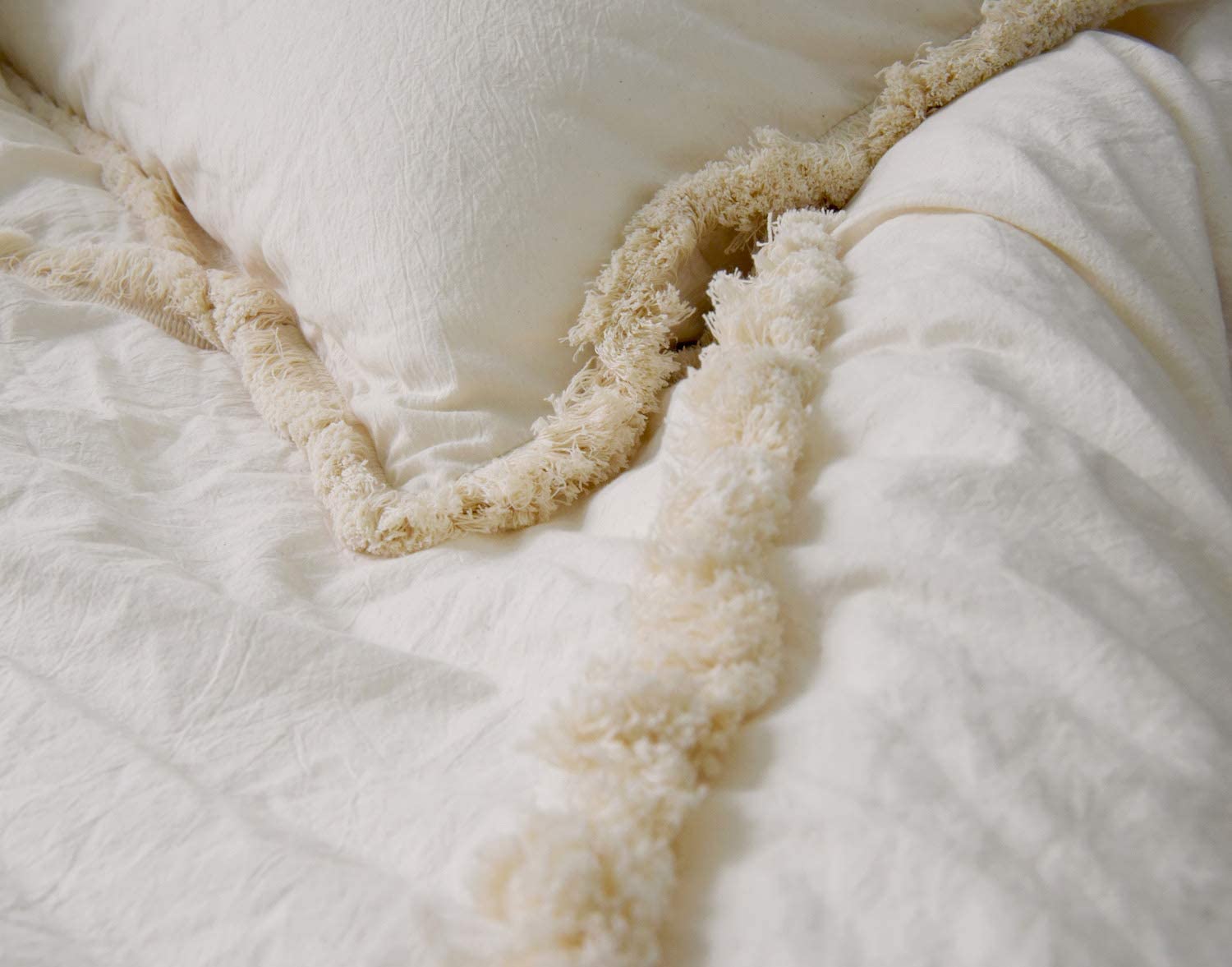 Flber Ivory Duvet Cover Tufted Boho Bedding Comforter Queen Size, 86in x90in  eBay