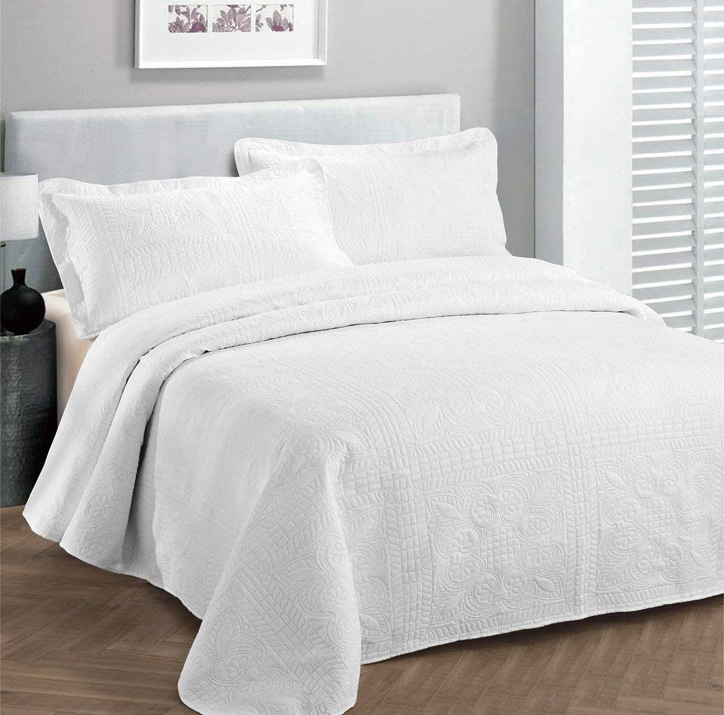 Fancy Linen Oversize Luxury Embossed Bedspread Solid Beige All Sizes New 