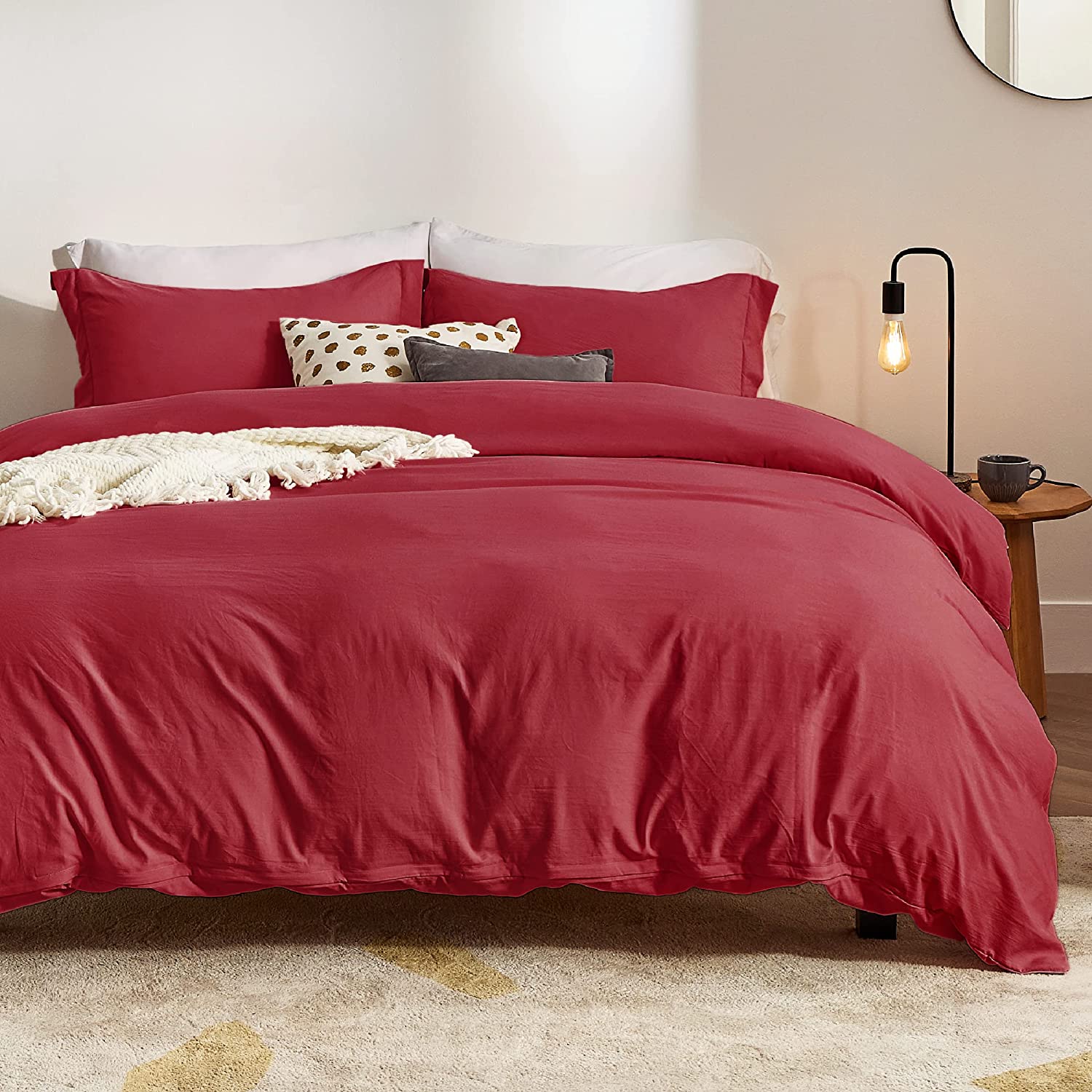 BEDSURE White Duvet Covers Queen Size - Washed Duvet Cover, Soft