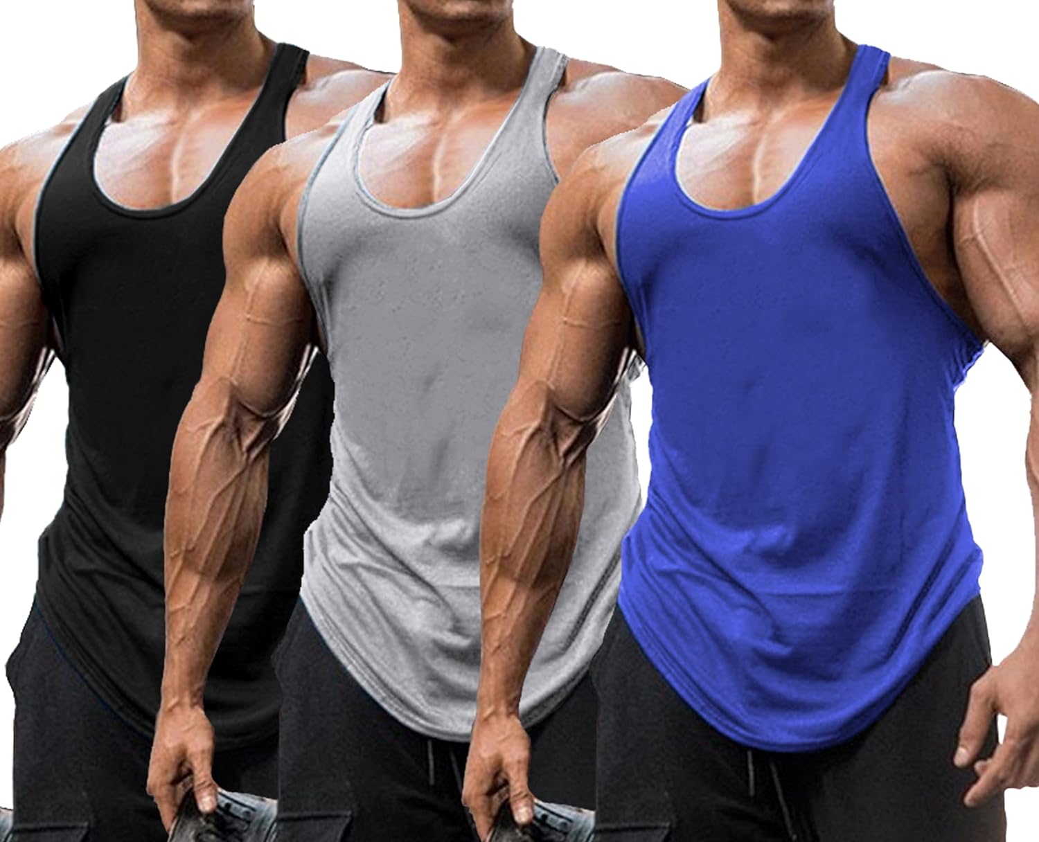 Babioboa Men's Gym Tank Tops 3 Pack Y-Back Workout Muscle Tee Athletic Workout  Fitness Vest T-Shirts : : Clothing, Shoes & Accessories