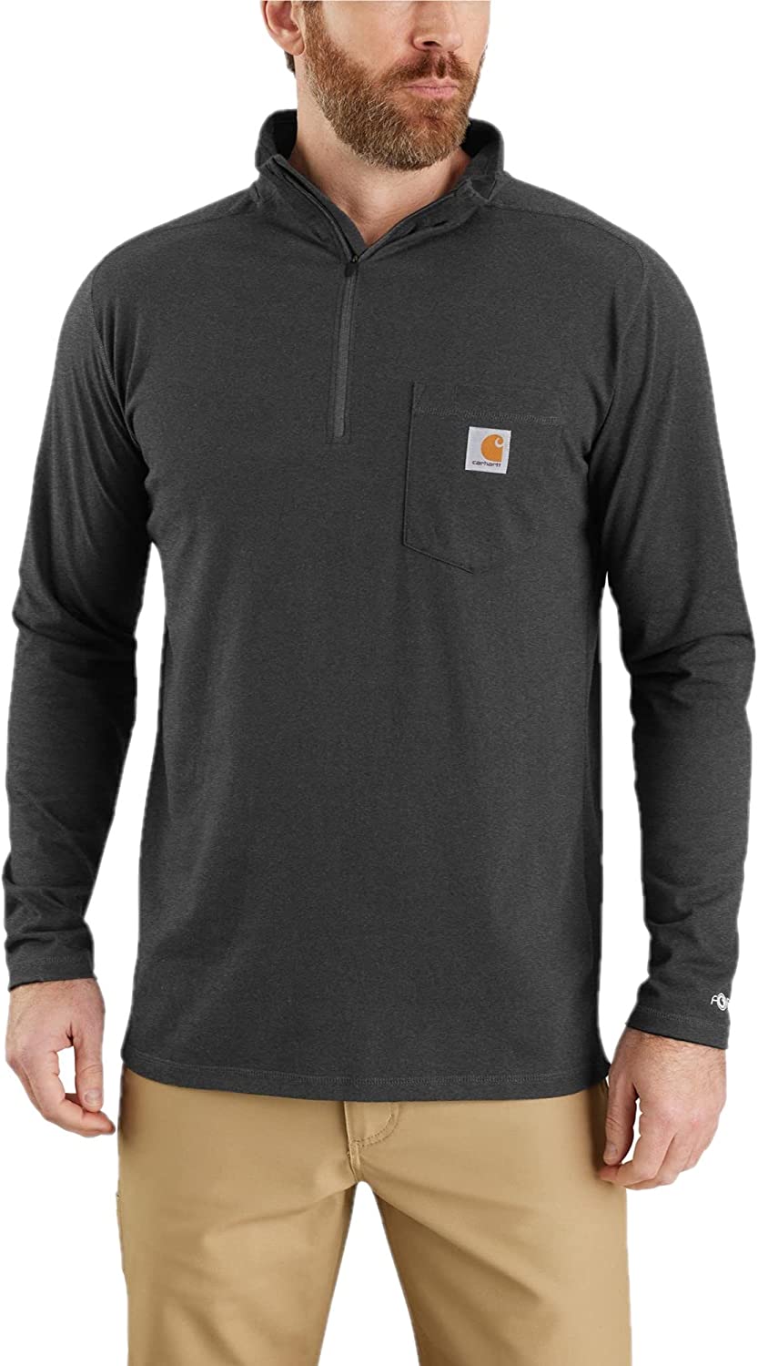 Carhartt Men s Force Relaxed Fit Midweight Long Sleeve Quarter Zip Mock Neck T S