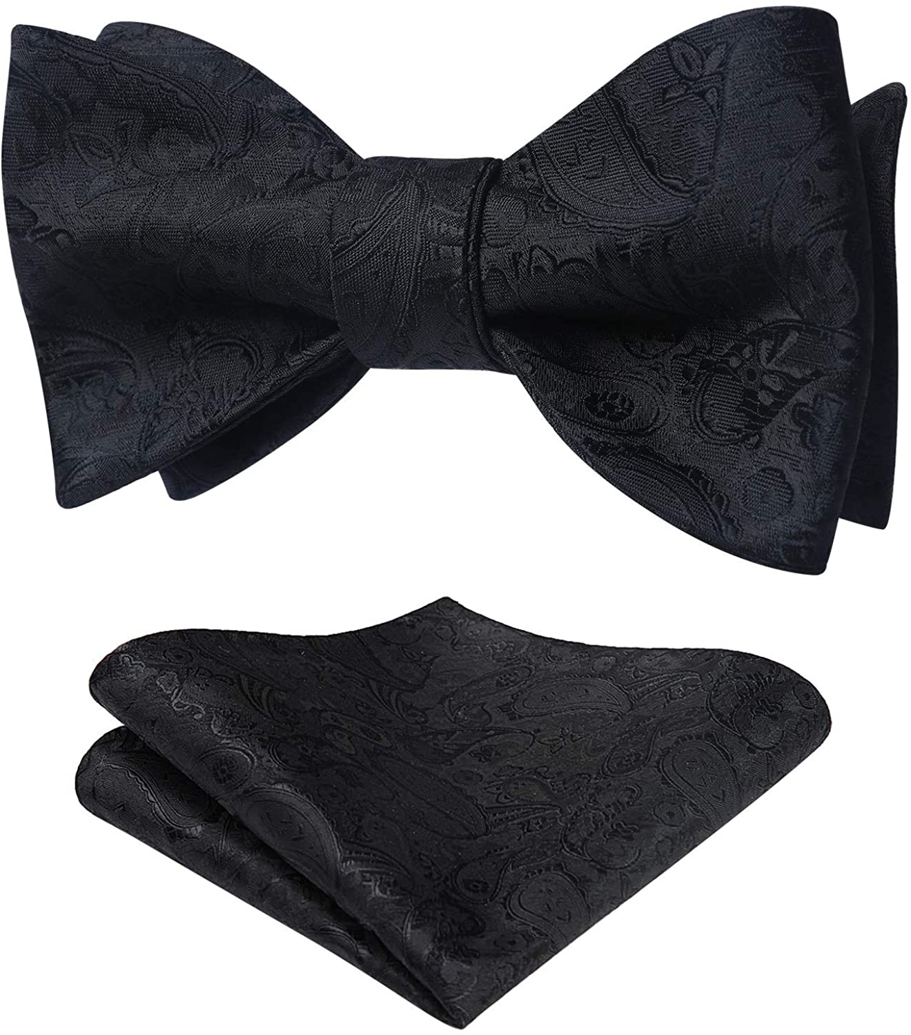 HISDERN Mens Paisley Pre-Tied Bow Set Adjustable Formal Neck Bowtie for Wedding Party