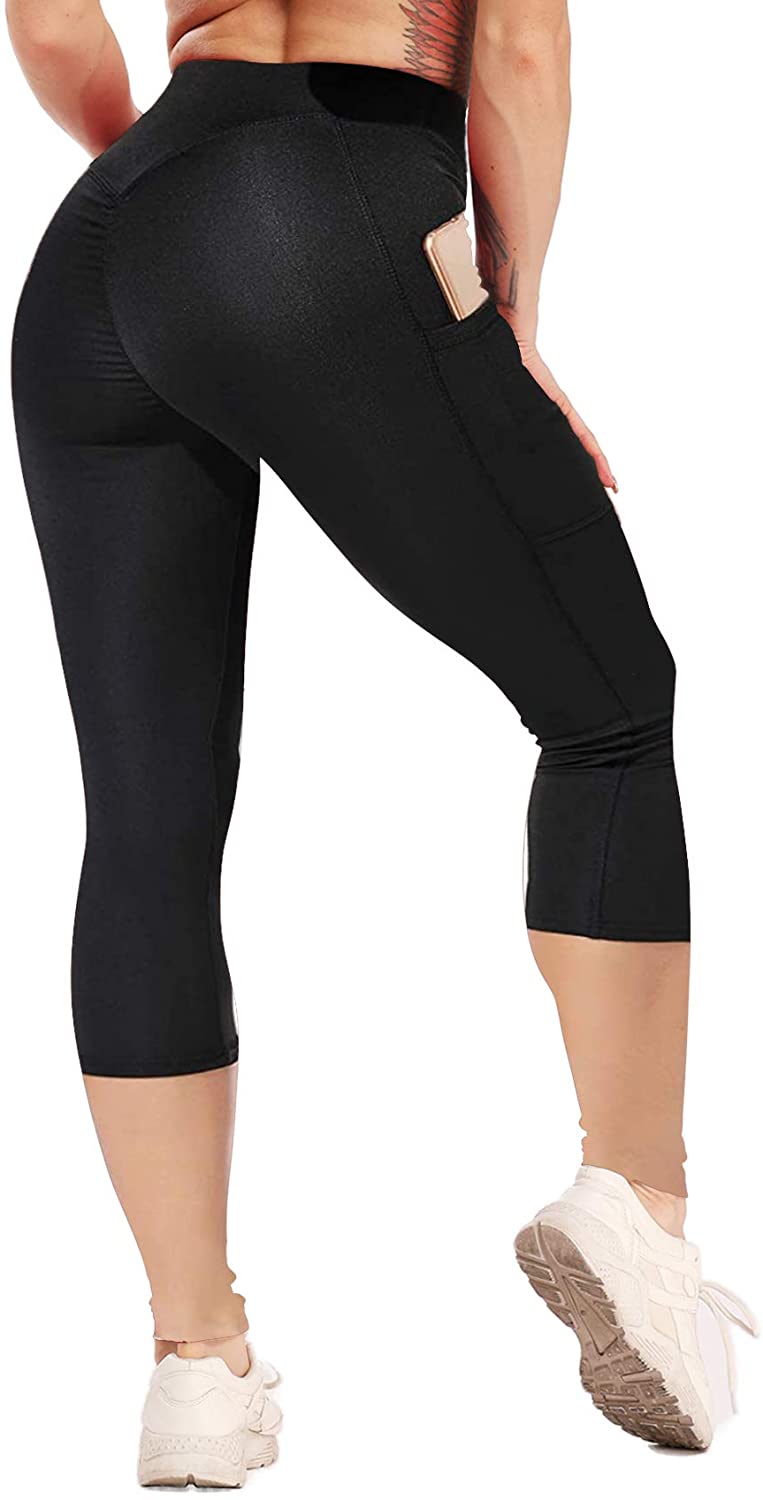GetUSCart- SEASUM Women Scrunch Butt Leggings High Waisted Ruched Yoga Pants  Workout Butt Lifting L