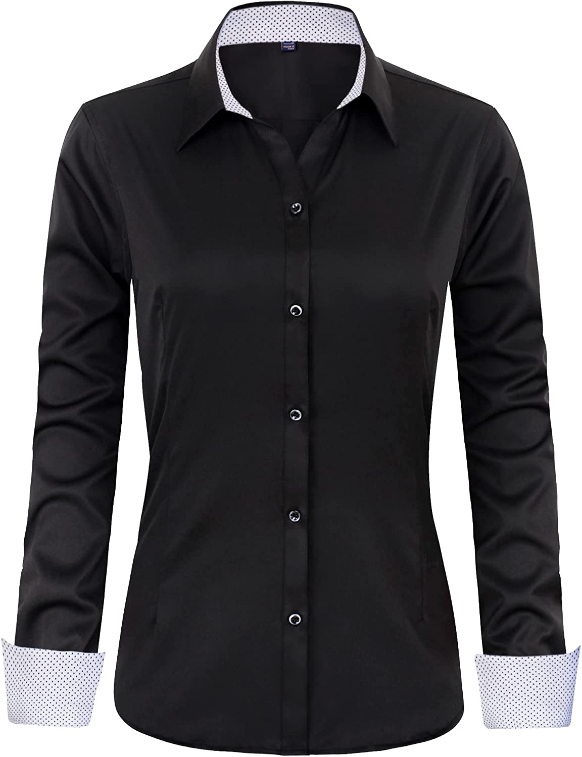 J.Ver Womens Dress Shirts Long Sleeve Button Down Shirts Wrinkle-Free Solid  Work