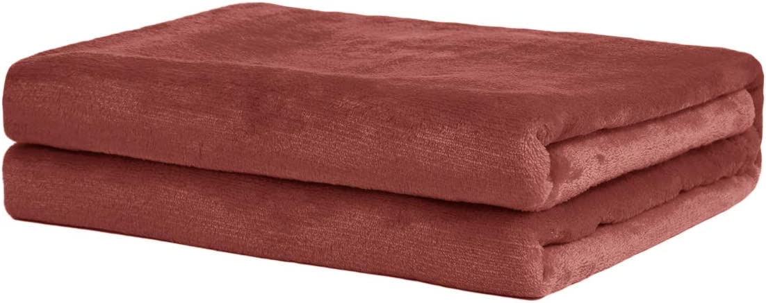 Rendiele Fleece Throw Blankets Super Soft Flannel Fleece Blankets Fluffy Warm Solid Color Blankets for Bed and Sofa 