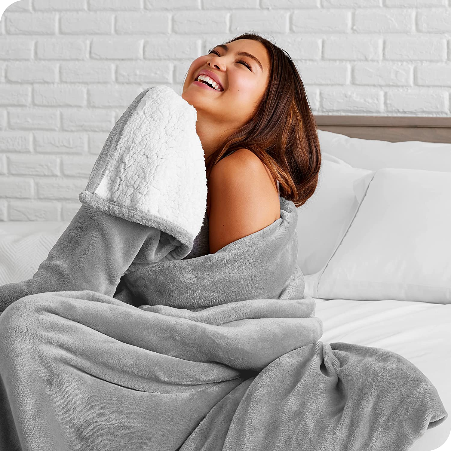 Bare Home Sherpa Fleece Blanket - King Blanket - Blanket for Bed, Sofa,  Couch, C