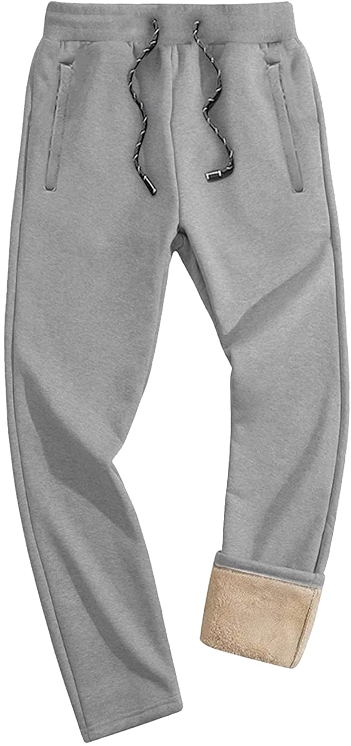 FASKUNOIE Men's Winter Fleece Pants Thermal Sherpa Lined Sweatpants Workout Jogger Pants with Pockets