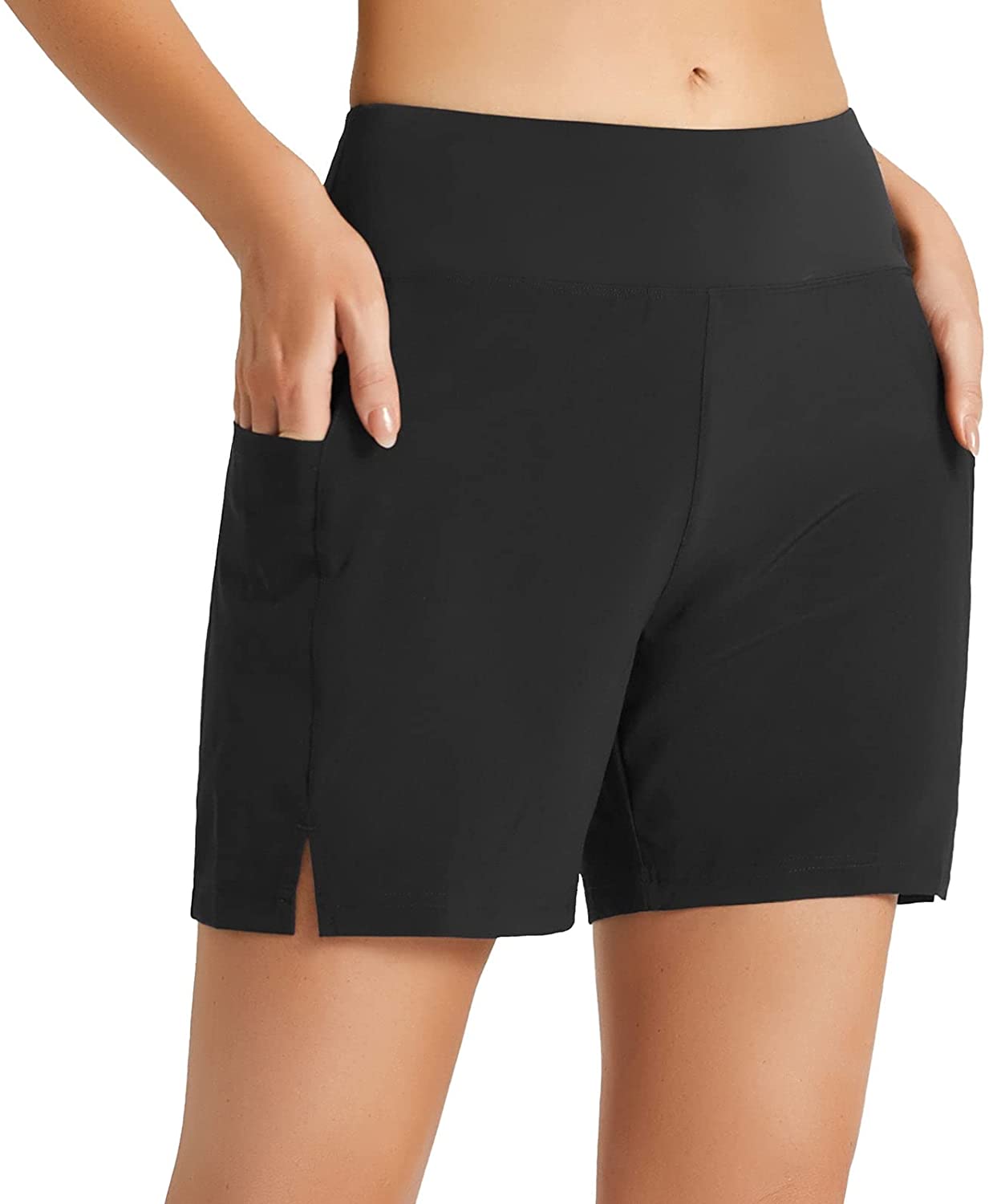 BALEAF Women's 3 Athletic Shorts Quick Dry with Pockets Black Size XXL 