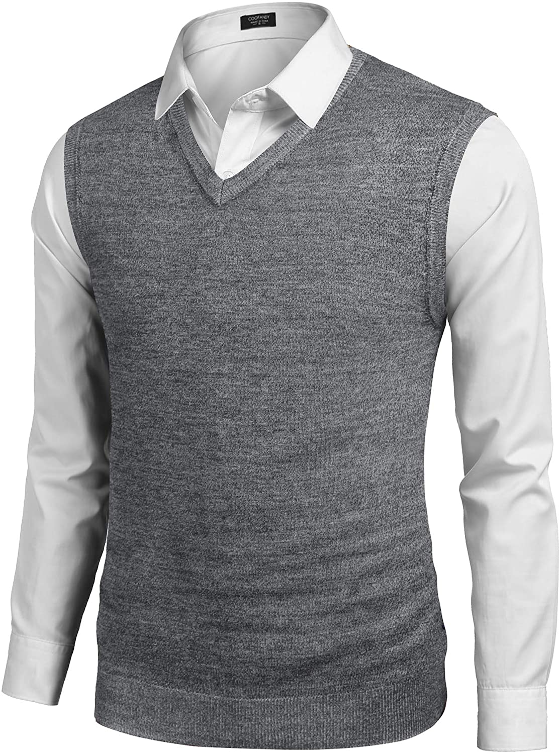 COOFANDY Mens Slim Fit V-Neck Cable Knit Sweater Vest with Front Button 