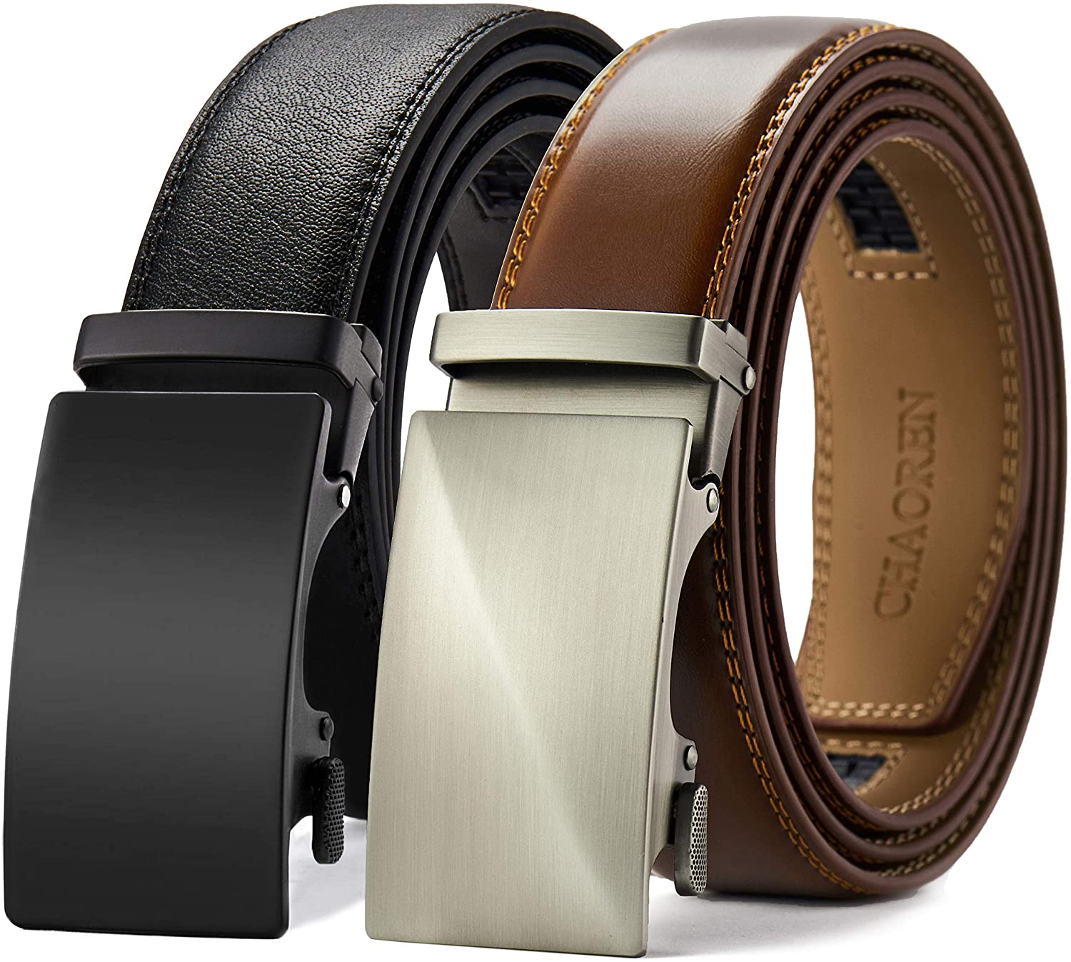 CHAOREN Mens Belts Leather Ratchet Belt with Automatic Slide