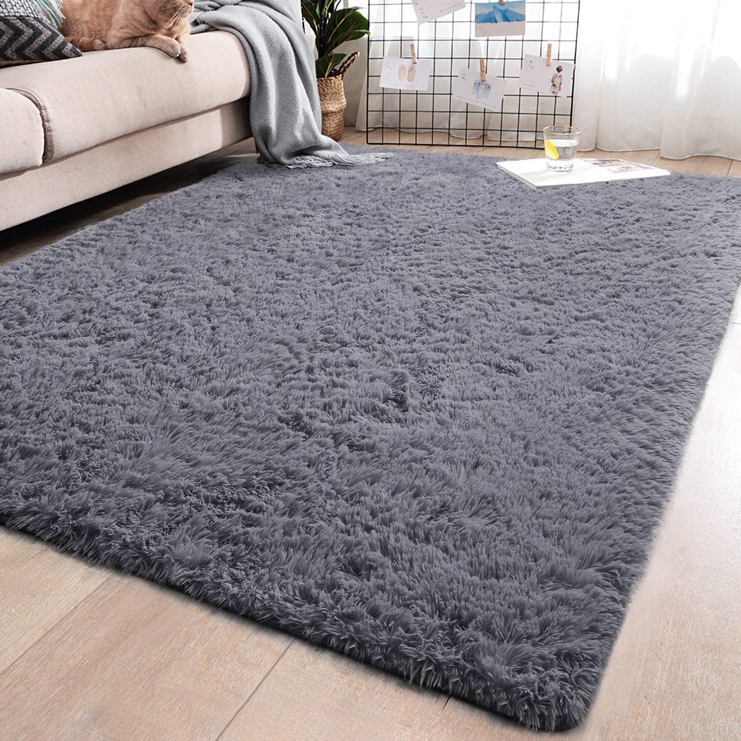 Soft Fluffy Rugs Anti-Skid Shaggy Area Rug Dining Room Deco Carpet Floor 