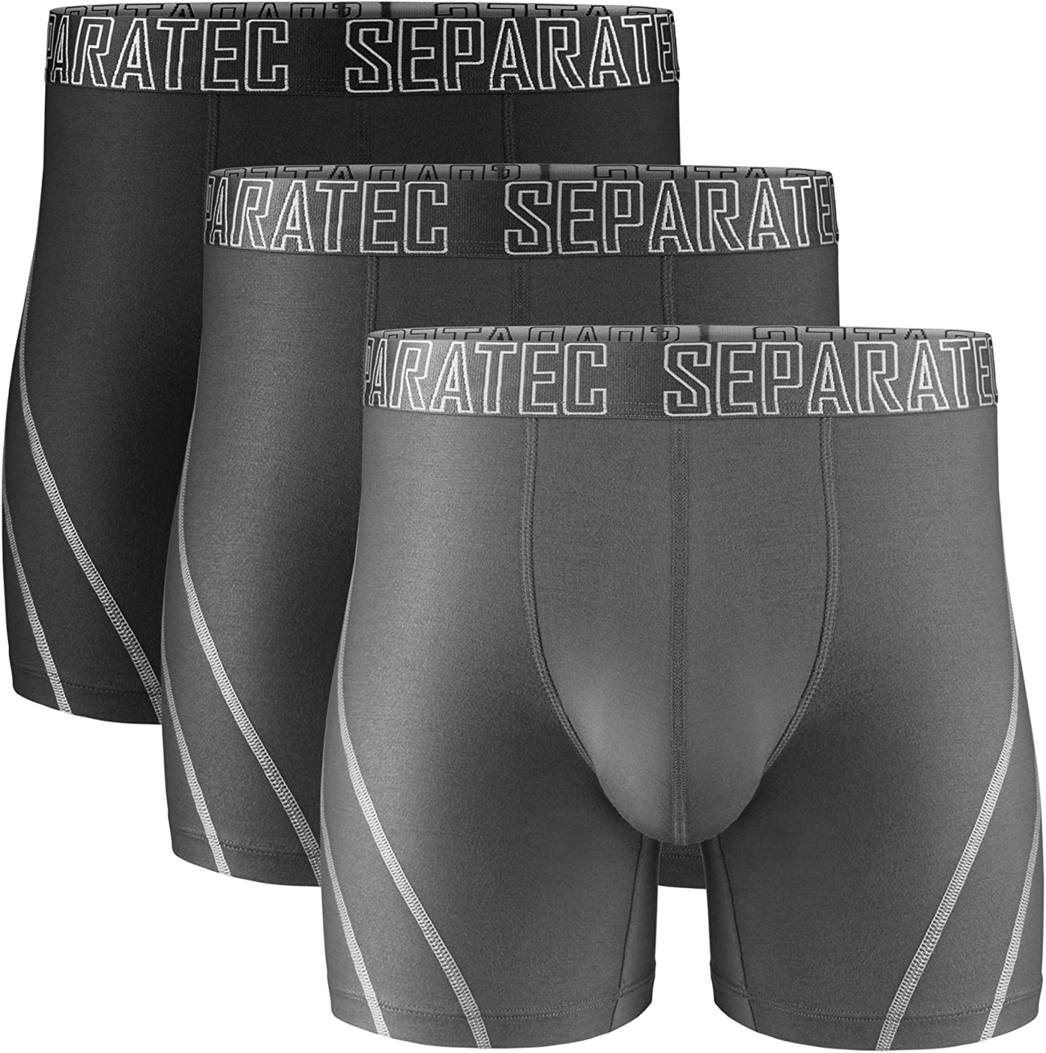 Separatec Bamboo Men's Underwear Classic Soft Breathable Boxer Briefs with  Dual