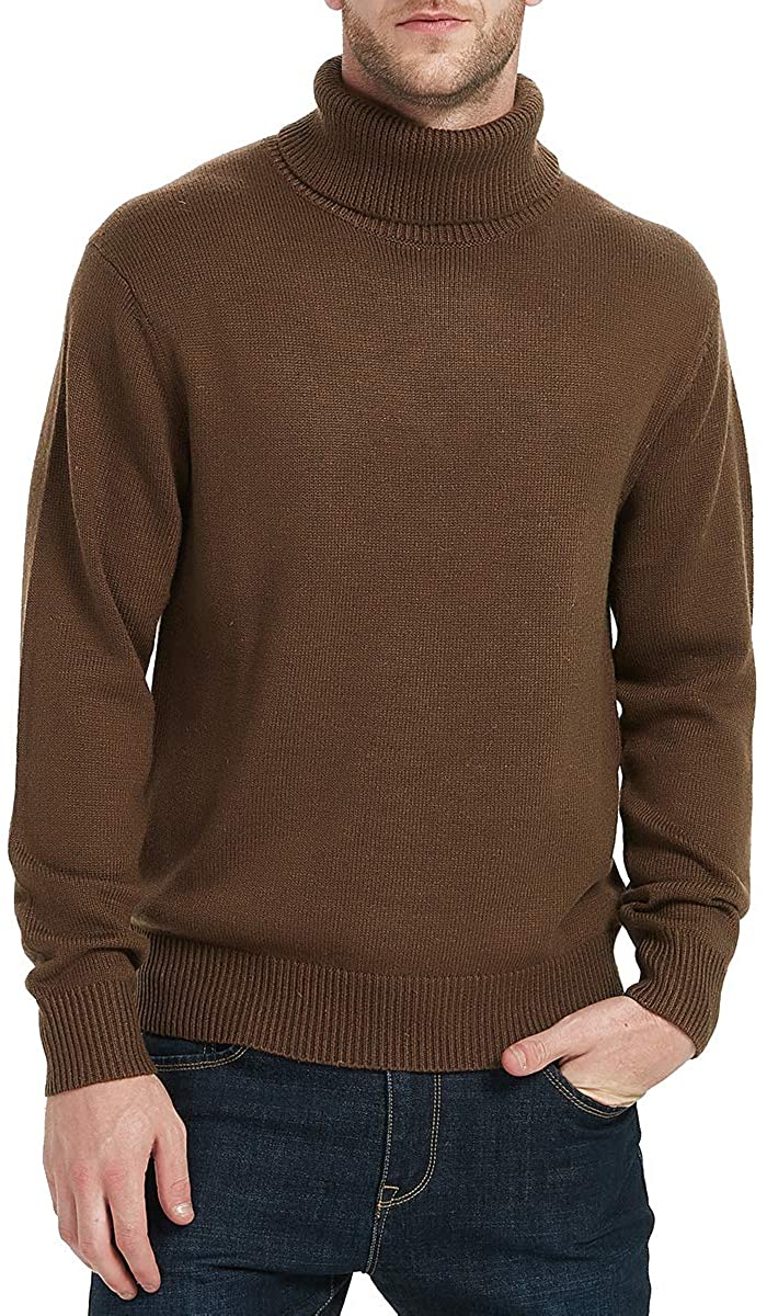 Kallspin Men's Merino Wool Blend Relax Fit Turtle Neck Sweater Jumper