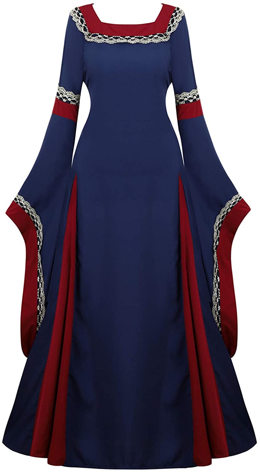 Womens Renaissance Costume Medieval Dress Vintage Retro Gown Irish Victorian Plus Size Halloween Cosplay Costumes 