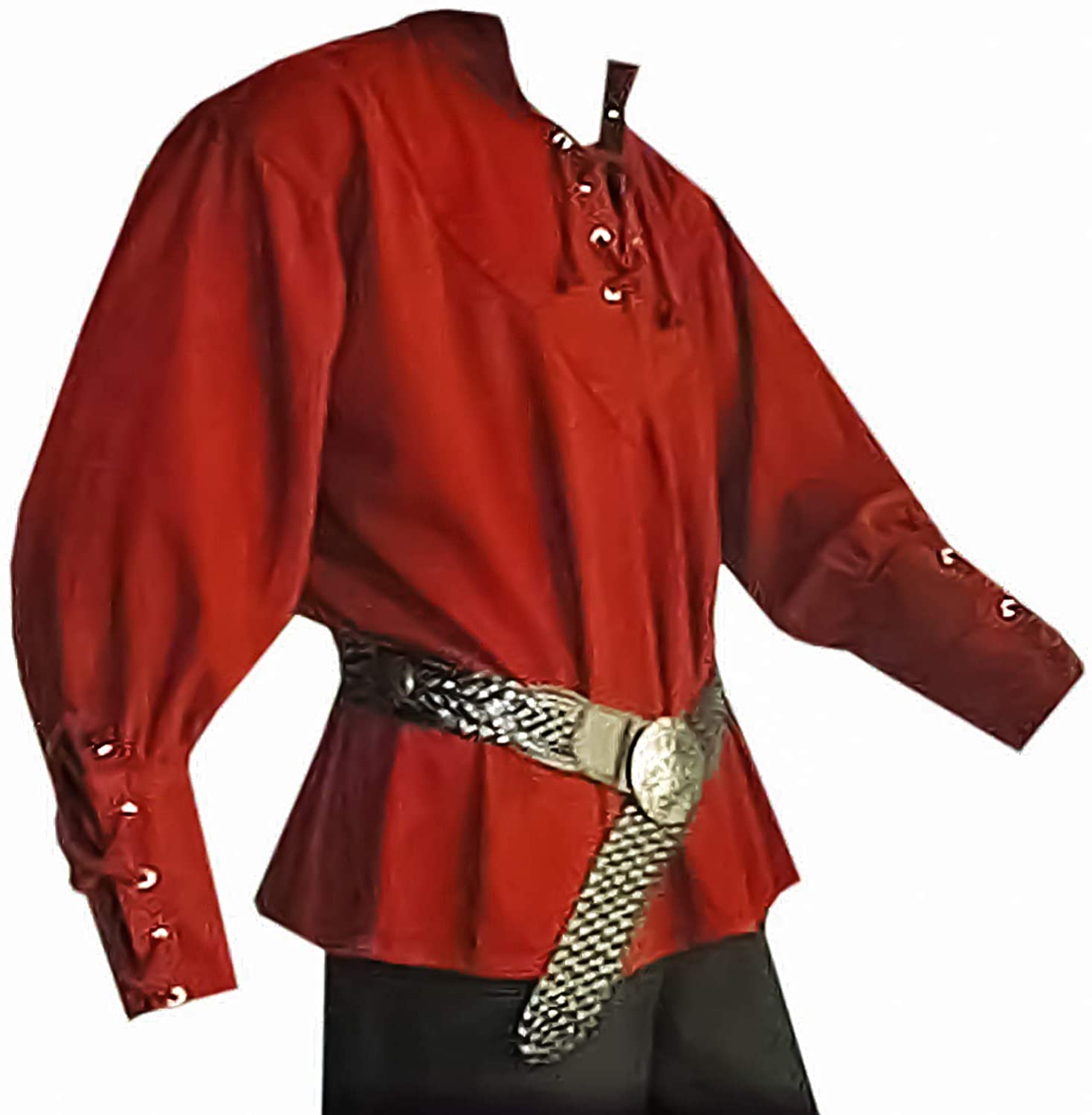 Mens Medieval Lace Up Pirate Mercenary Scottish Wide Cuff Shirt Costume  Renaissa | eBay