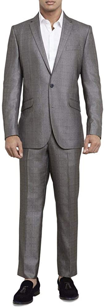 Kenneth Cole New York Mens 2 Button Slim Fit Suit with Hemmed Pant