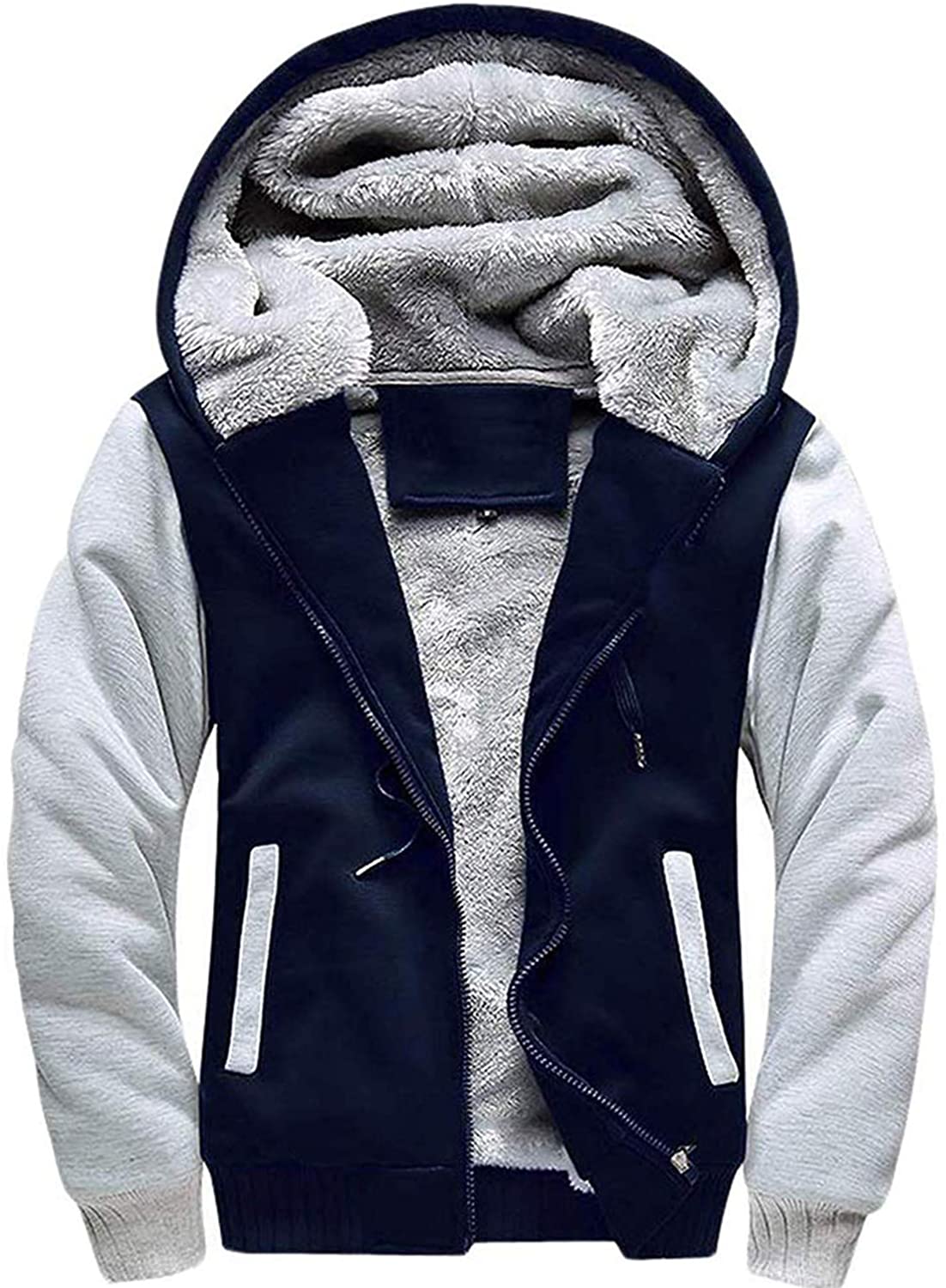 Men's Zip Up Hoodie Heavyweight Winter Sweatshirt Fleece Sherpa Lined Warm Jacket