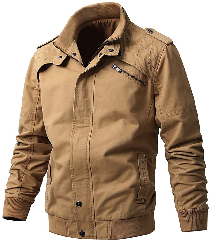 Buytop Men's Casual Winter Cotton Military Jackets Outdoor Full Zip Army Coat 