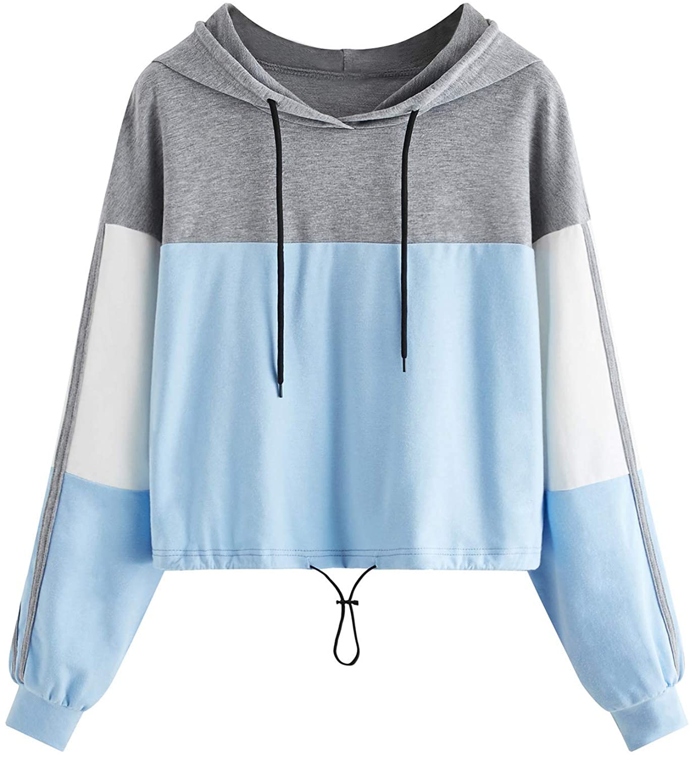 SweatyRocks Women's Casual Long Sleeve ColorBlock Pullover Sweatshirt Crop  Top