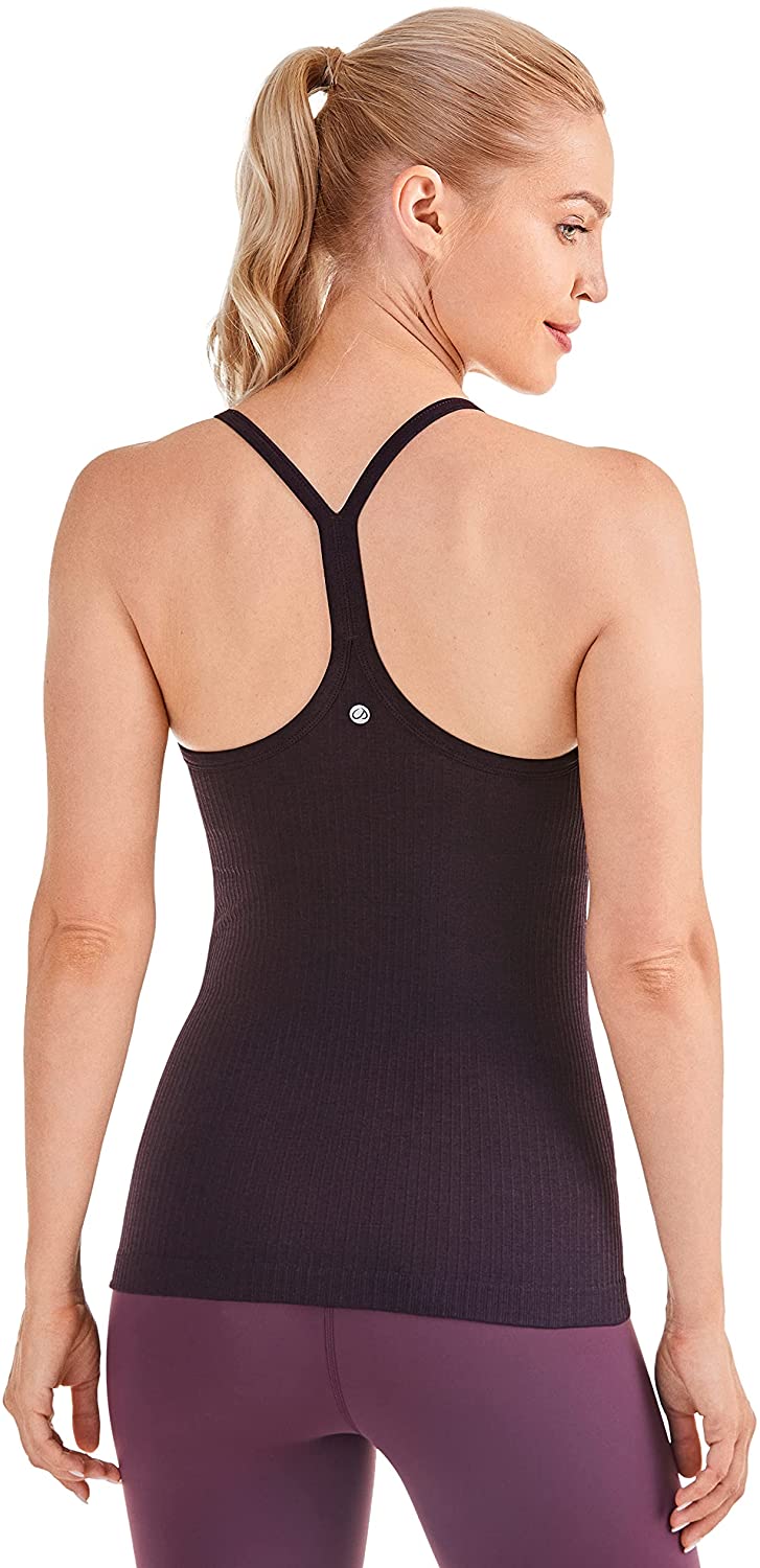 Buy CRZ YOGA Seamless Workout Tank Tops for Women Racerback Athletic  Camisole Sports Shirts with Built in Bra Black S(4-6) at