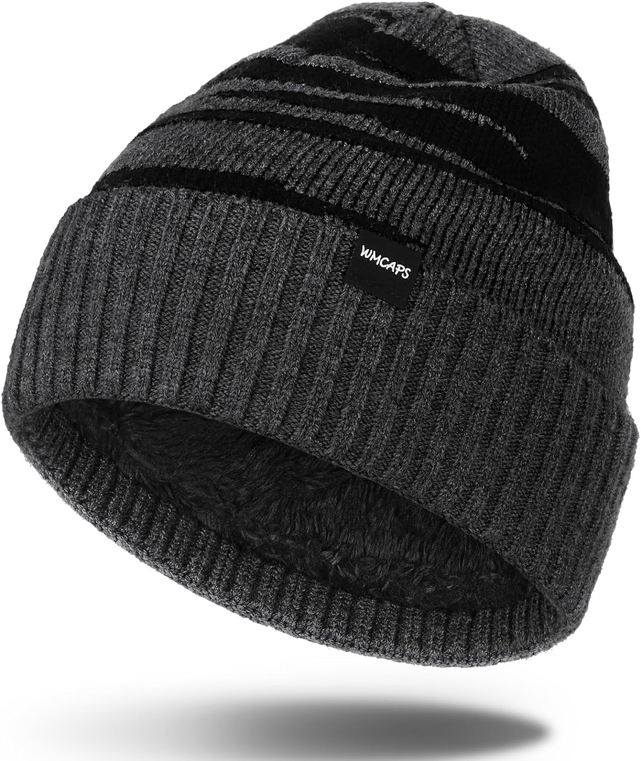 Wmcaps Beanie Hats for Men Women, Winter Fleece Lined Kint Warm Skull  Stocking C