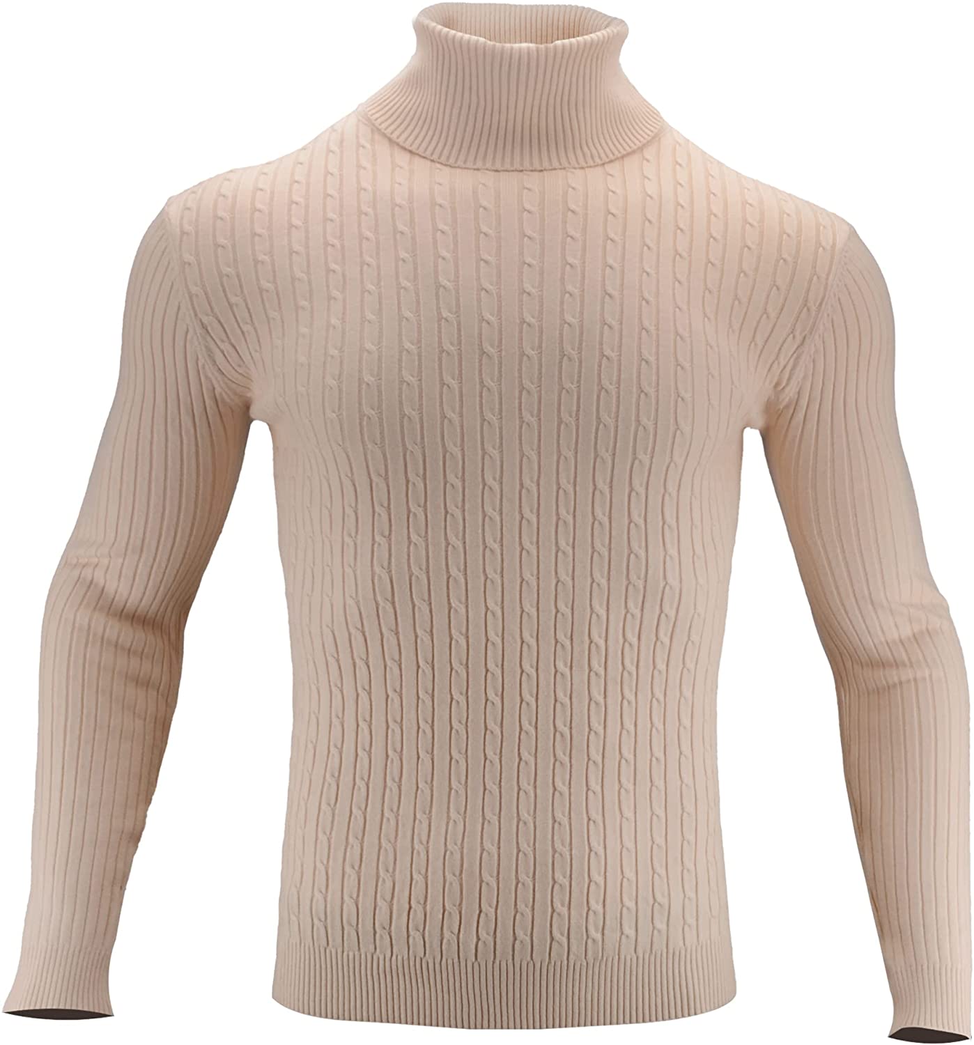 nine bull Mens Slim Fit Turtleneck Sweater Cable Knit Thermal Pullover Sweater
