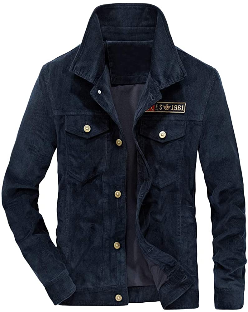 Lavnis Men's Cotton Shirt Jacket Button Down Shirts Casual Corduroy Thicken Fleece Shirt Coat