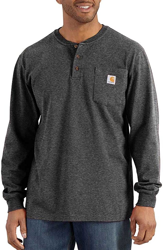 Carhartt Men's Loose Fit Heavyweight Long-Sleeve Pocket Henley T