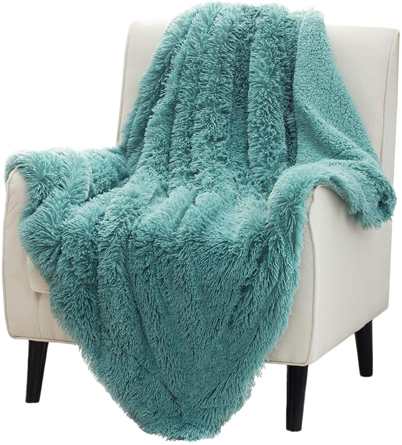 Bedsure Soft Fuzzy Faux Fur Shaggy Blanket Throw Reversible Sherpa